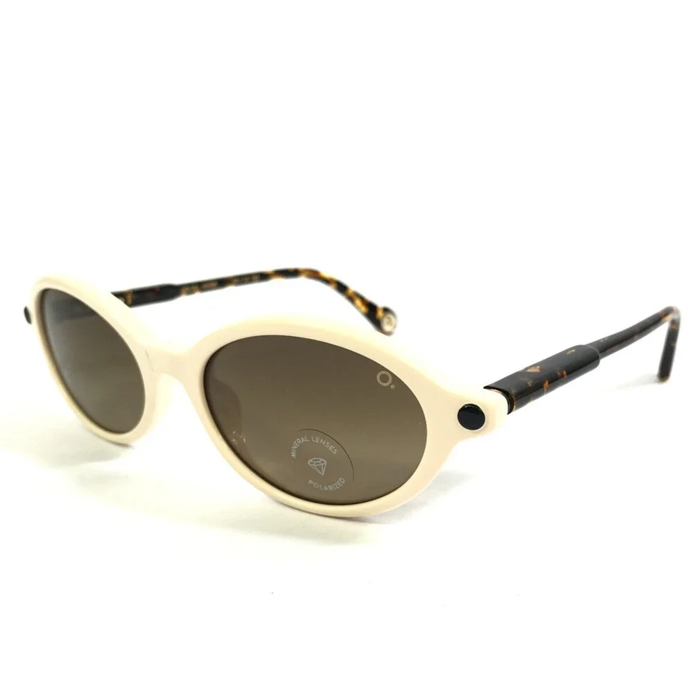 Etnia Barcelona Sunglasses DELOS WHBK White Black Frames Brown Polarized Lenses